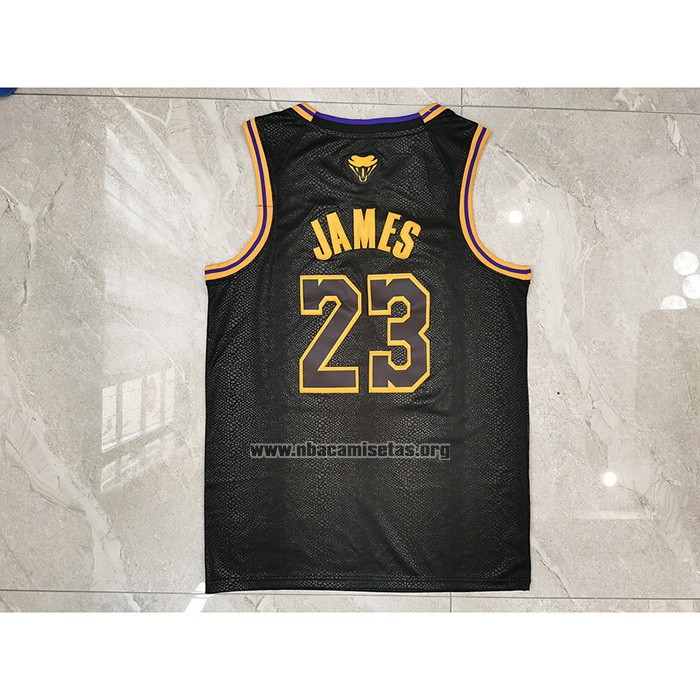 Camiseta Los Angeles Lakers LeBron James NO 23 Black Mamba Negro